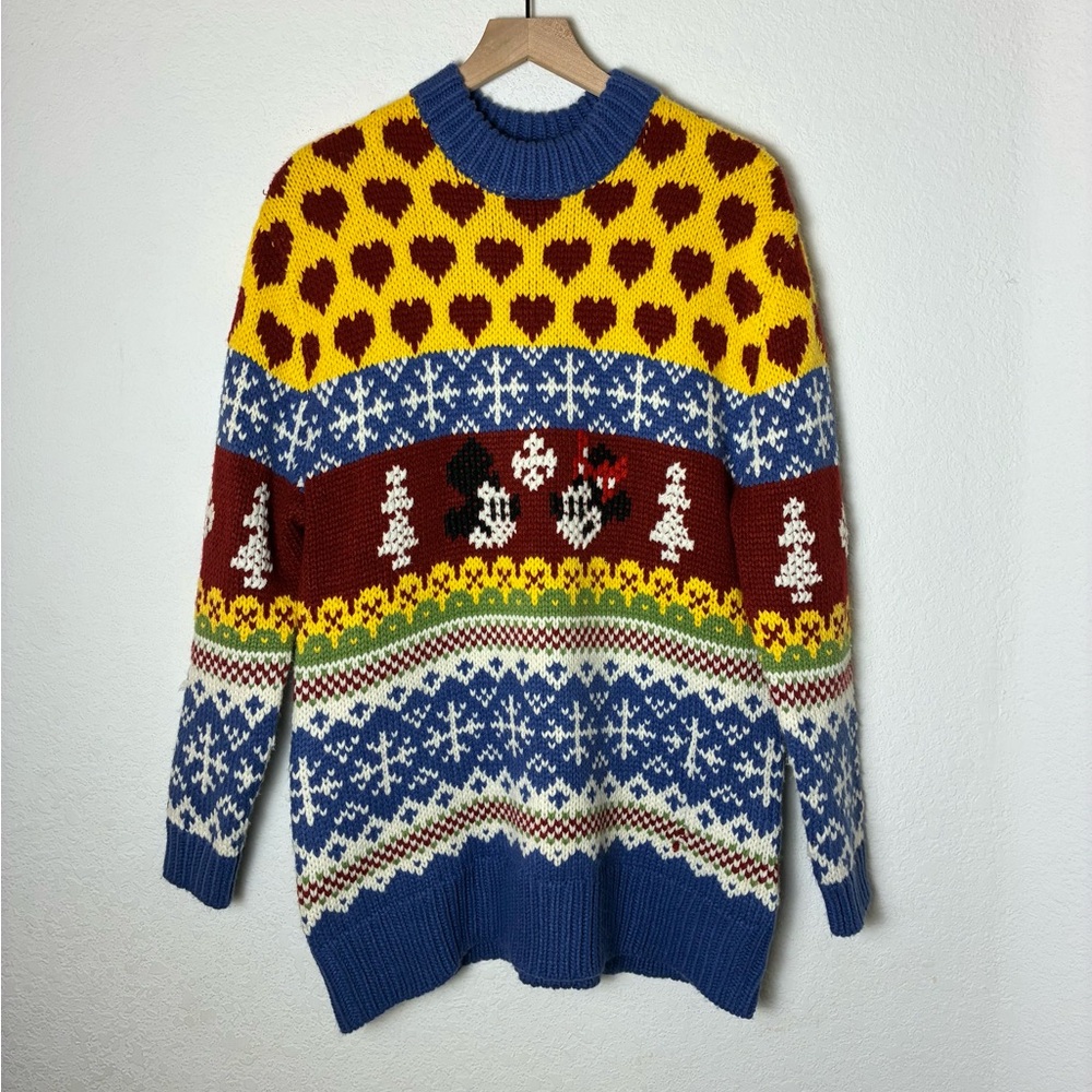Zara Disney Mickey Minnie Mouse Knit Sweater Christmas Gift Chunky Oversized